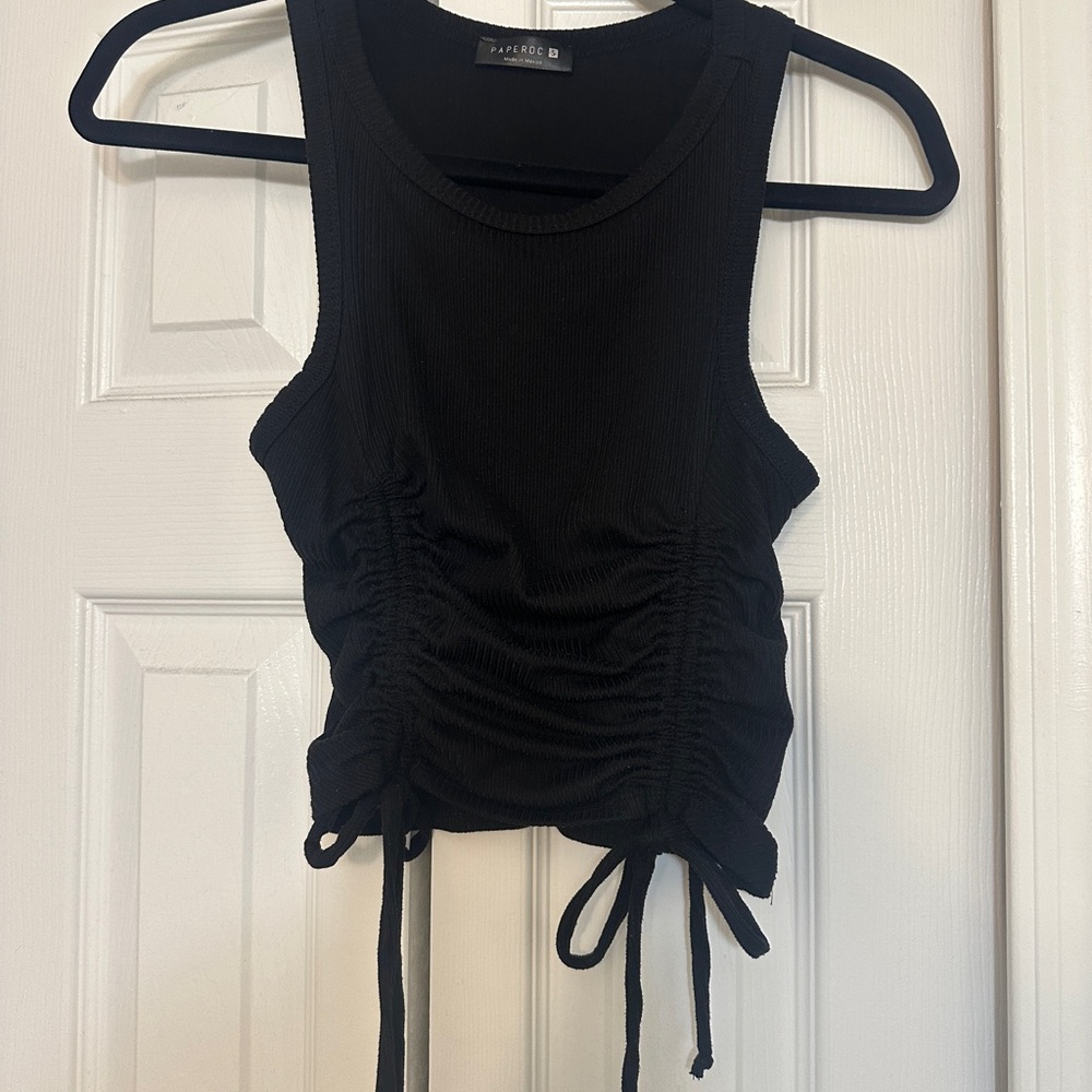 Black Ruched Tank Top